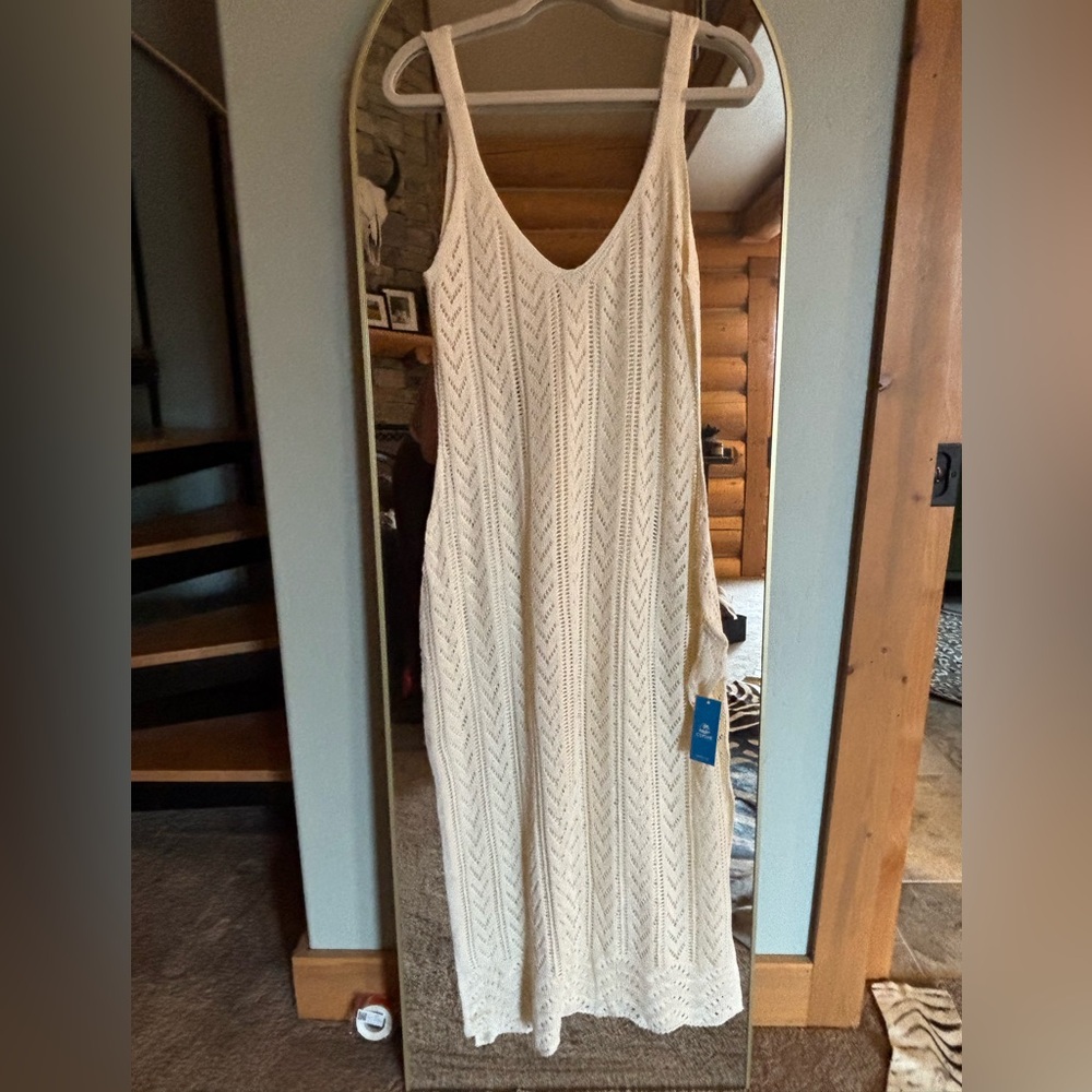 Cupshe Cream Maxi Knit Dress cover up